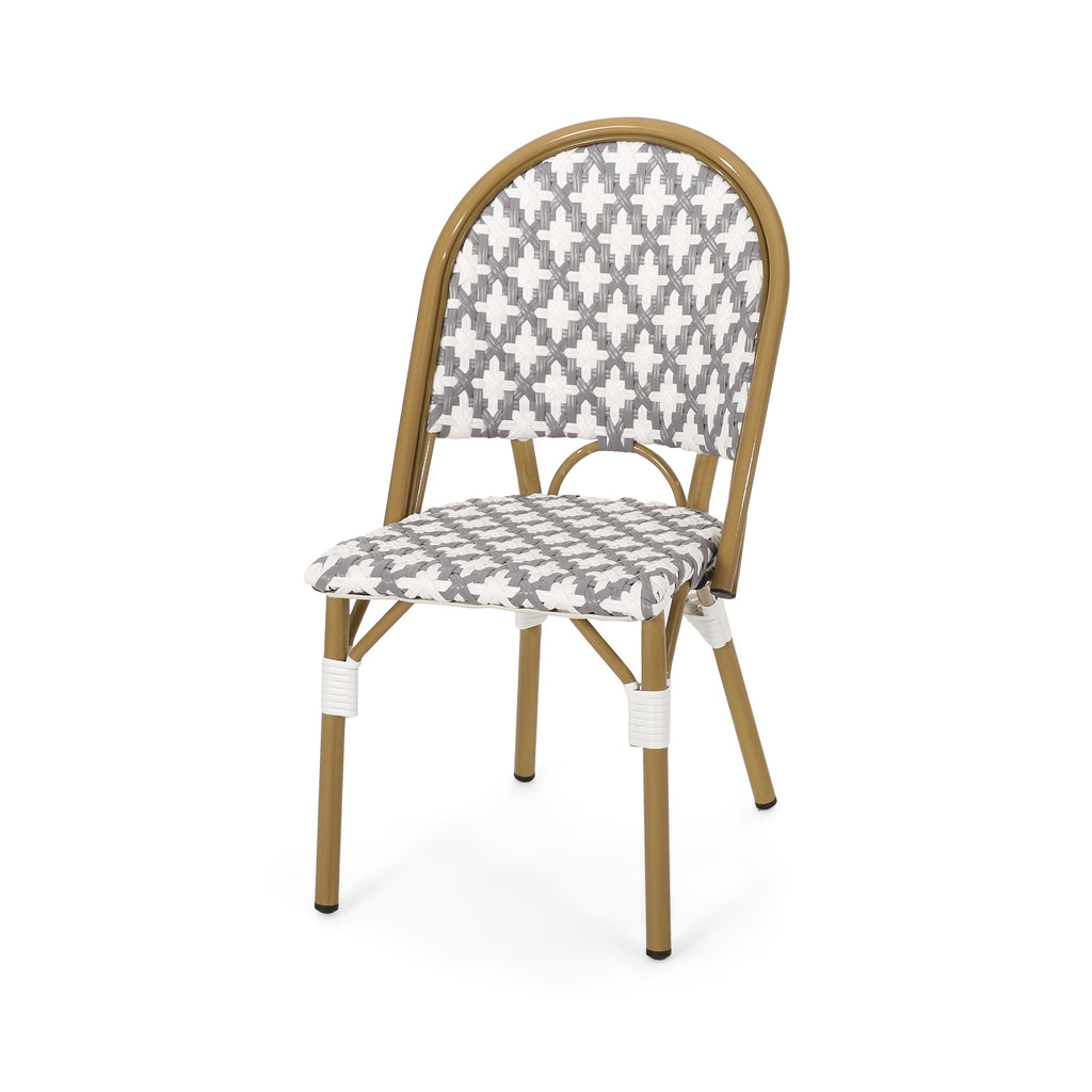 PE Rattan French Bistro Chair with Aluminum Frame, Set of 2
