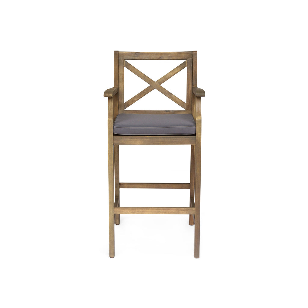 Perla Outdoor Acacia Wood Barstools, Set of 2