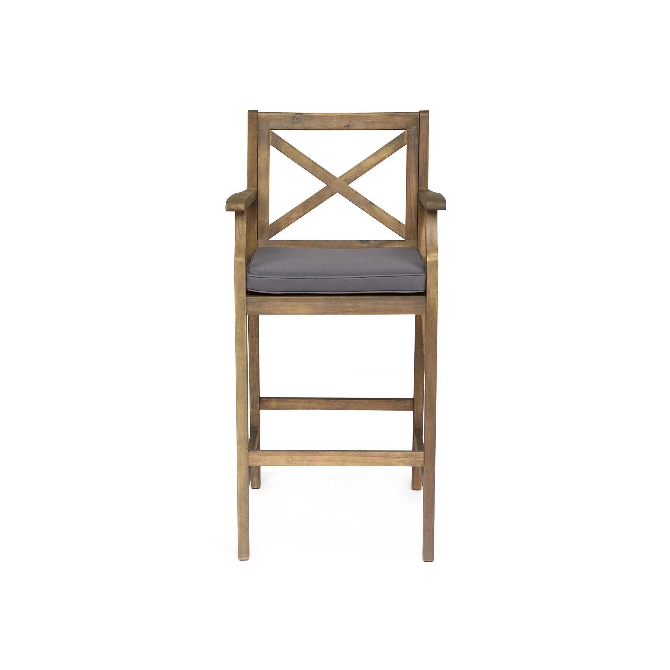 Perla Outdoor Acacia Wood Barstools, Set of 2