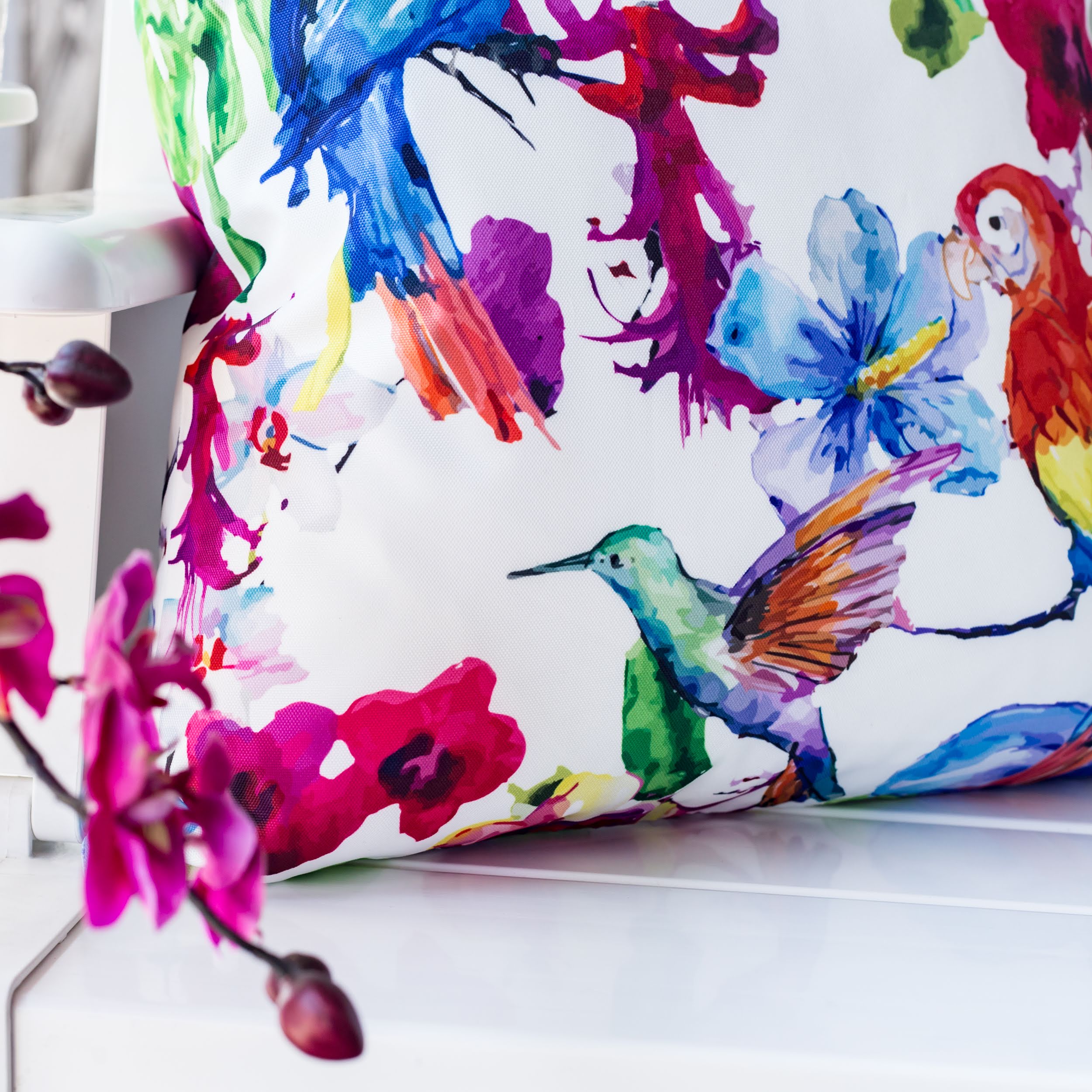 Tropical Parrot Outdoor Pillow