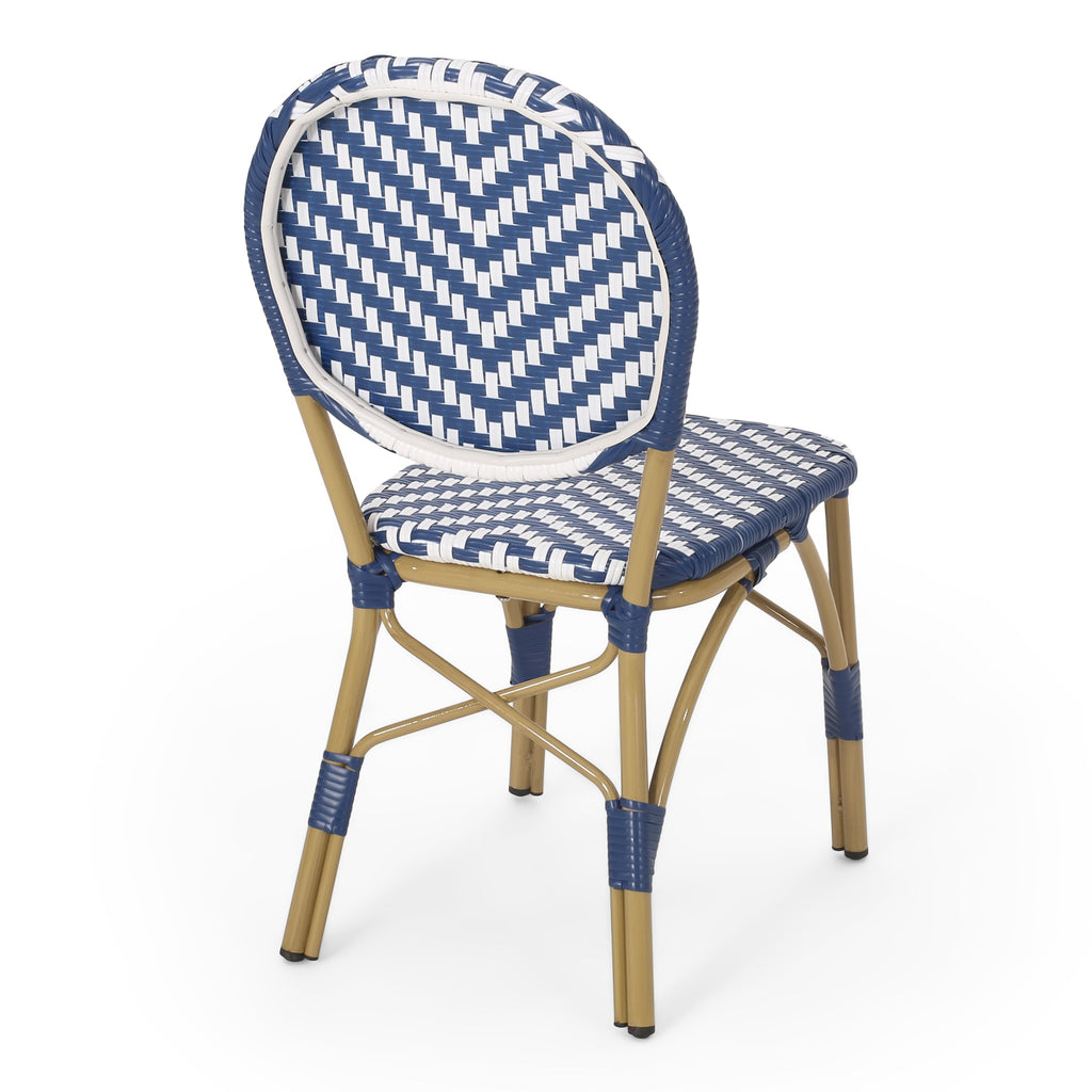 PE Rattan and Aluminum Bistro Chair with Round Back, Set of 2