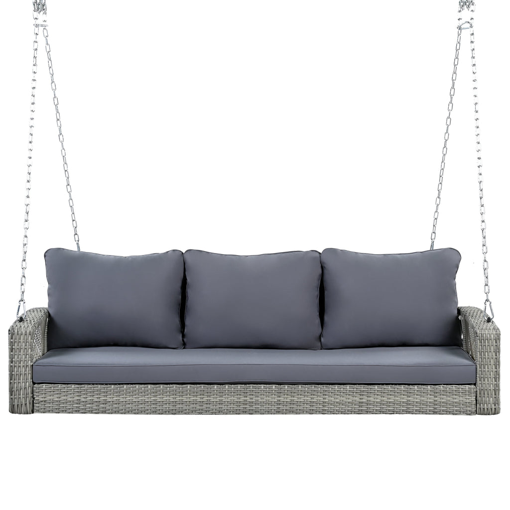 3-Person Large Porch Swing with Cushions