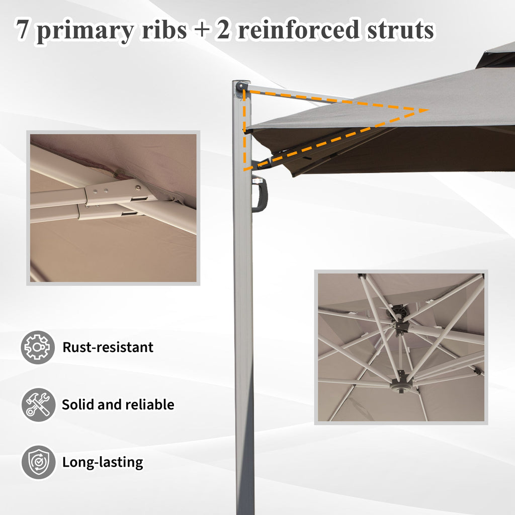 9'x 11' Rectangle Cantilever Umbrella with Center Pole, Base Not Included