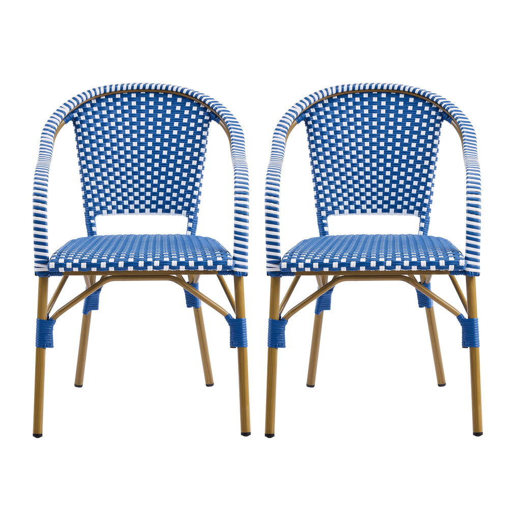 French Bistro Wicker Outdoor Dining Chair, Set of 2