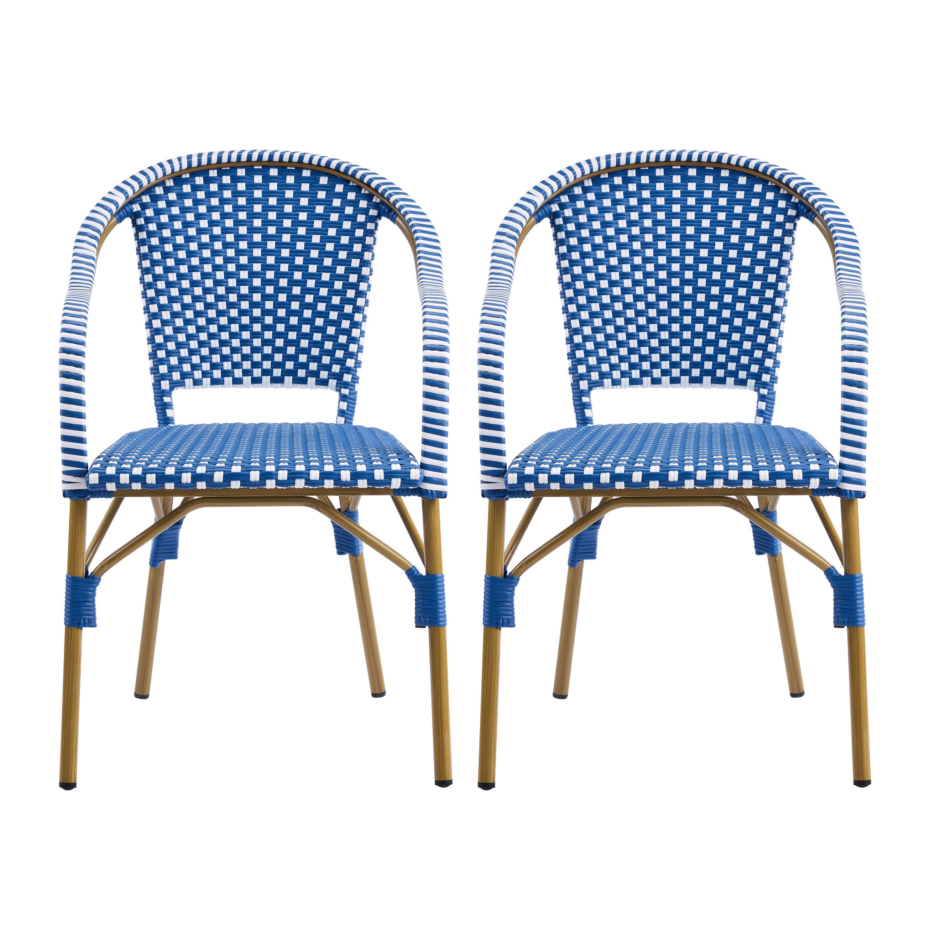 French Bistro Wicker Outdoor Dining Chair, Set of 2