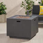 33" Outdoor Iron Square Propane Fire Pit, Tank Inside, 50,000 BTU