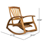 Outdoor Acacia Wood Rocking Chair with Retractable Foot Rest