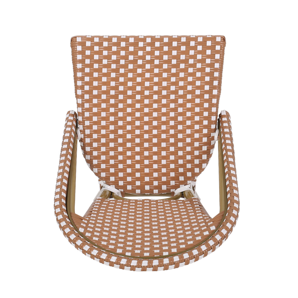 Clifftop 29.5" Outdoor Rattan Bar Stool with Aluminum Frame and Footrest, Set of 2