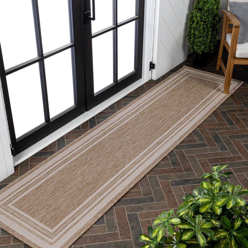 Lido Traditional Casual Pinstripe Border Indoor/Outdoor Area Rug