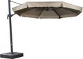 11' Octagon Offset Brown Frame Beige Canopy Patio Umbrella