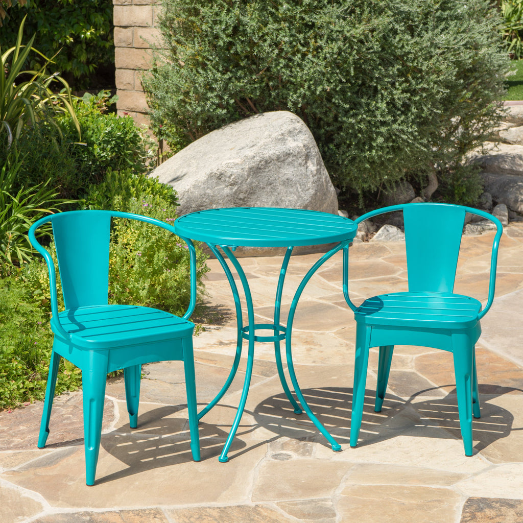 Colman 3-Piece Iron Bistro Set with Table and 2 Chairs