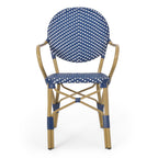 3-Piece Faux Rattan Bistro Set with Round Table and 2 Armchairs