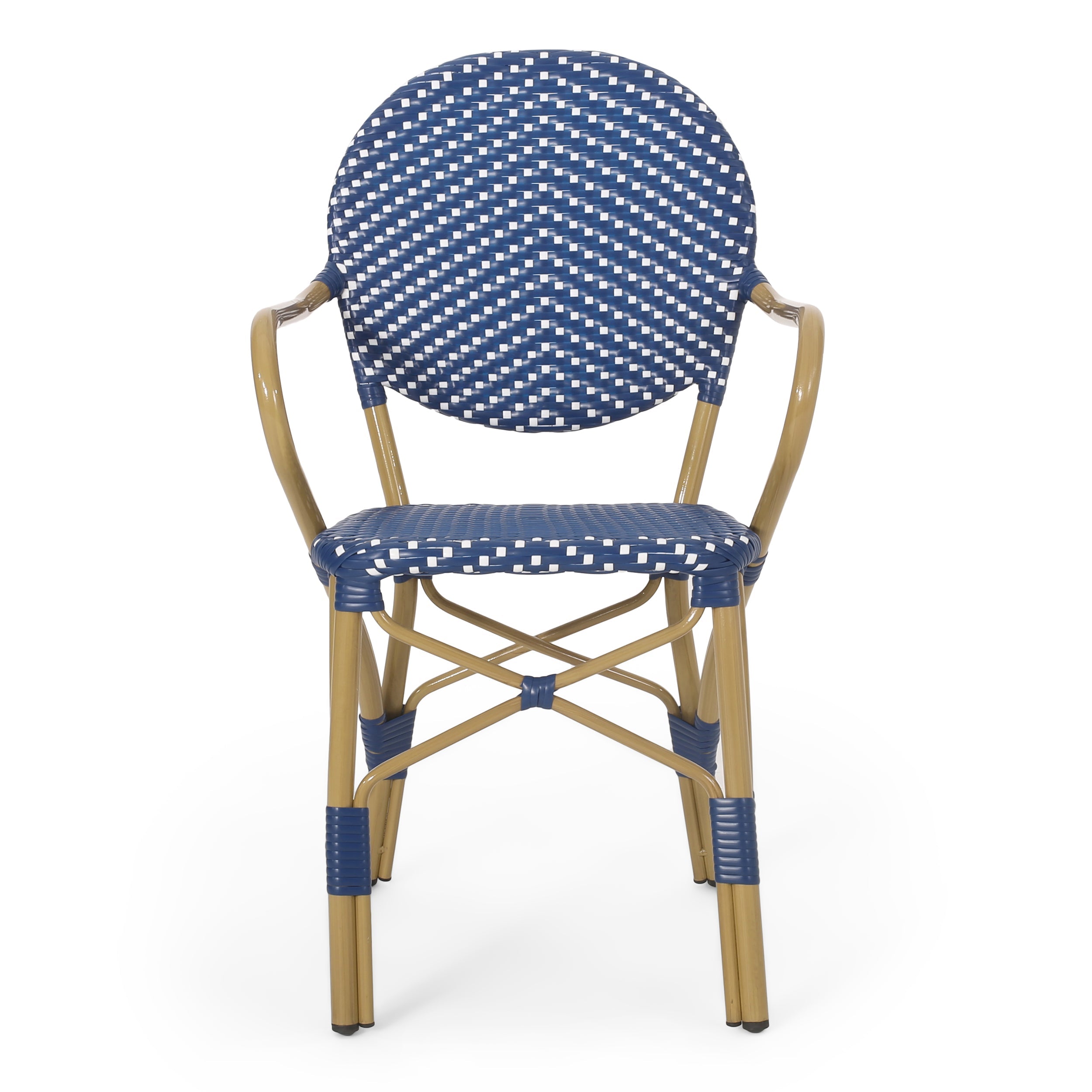 3-Piece Faux Rattan Bistro Set with Round Table and 2 Armchairs