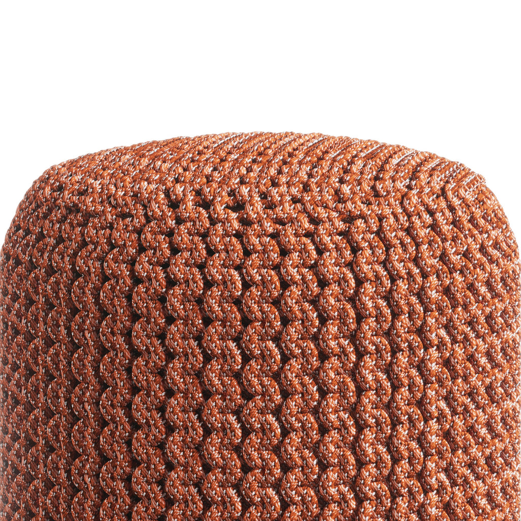 Wynne Orange Round Knitted Outdoor Pouf