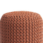 Wynne Orange Round Knitted Outdoor Pouf
