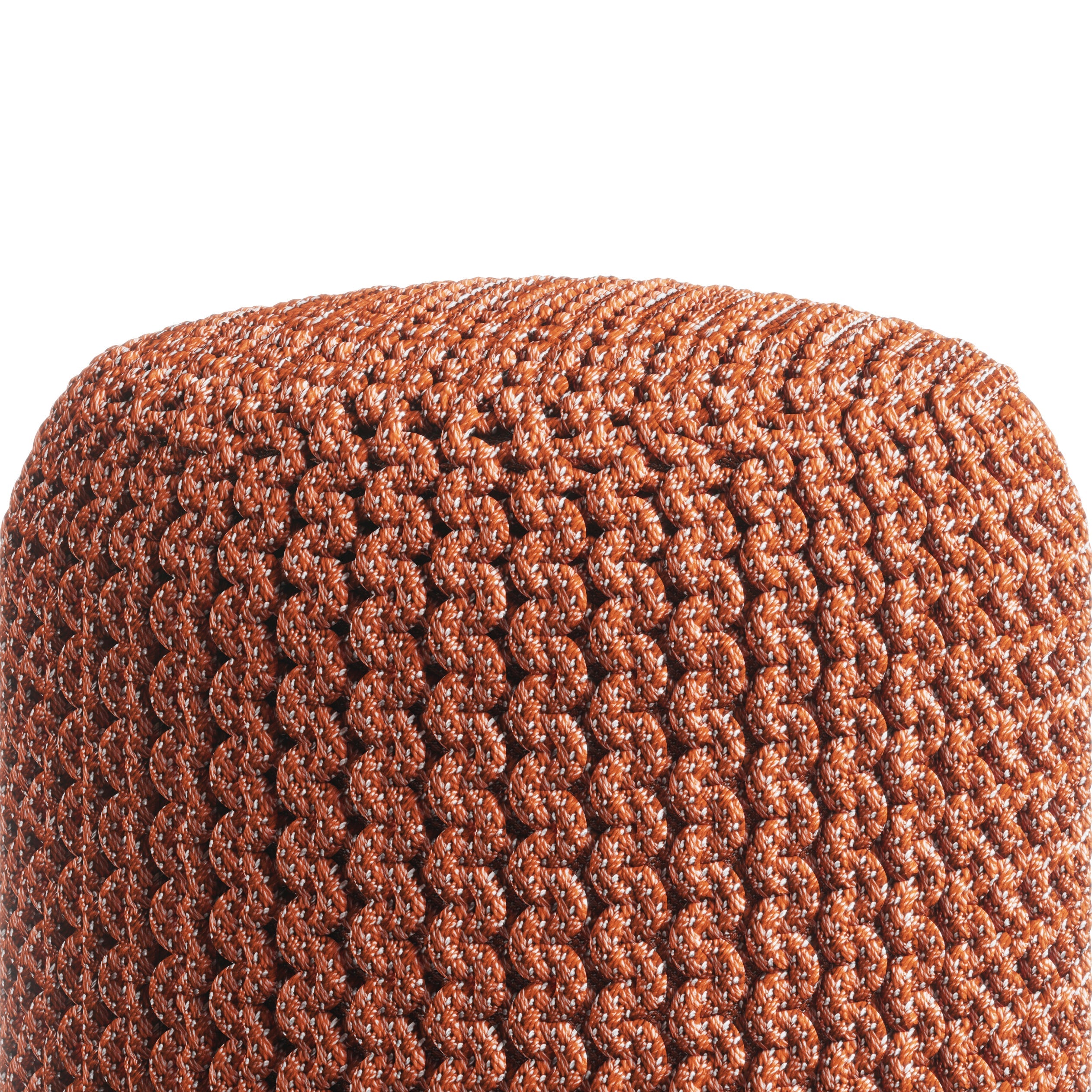 Wynne Orange Round Knitted Outdoor Pouf