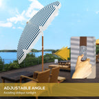 7' Nautical Stripe & Fringe Outdoor Patio Umbrella with Tilt