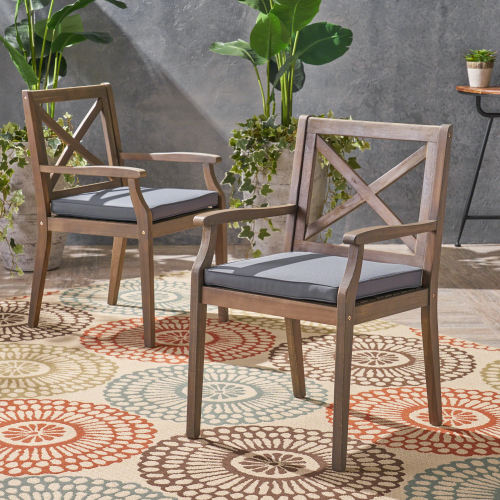 Perla Outdoor Dining Chairs with Cushions, Set of 2