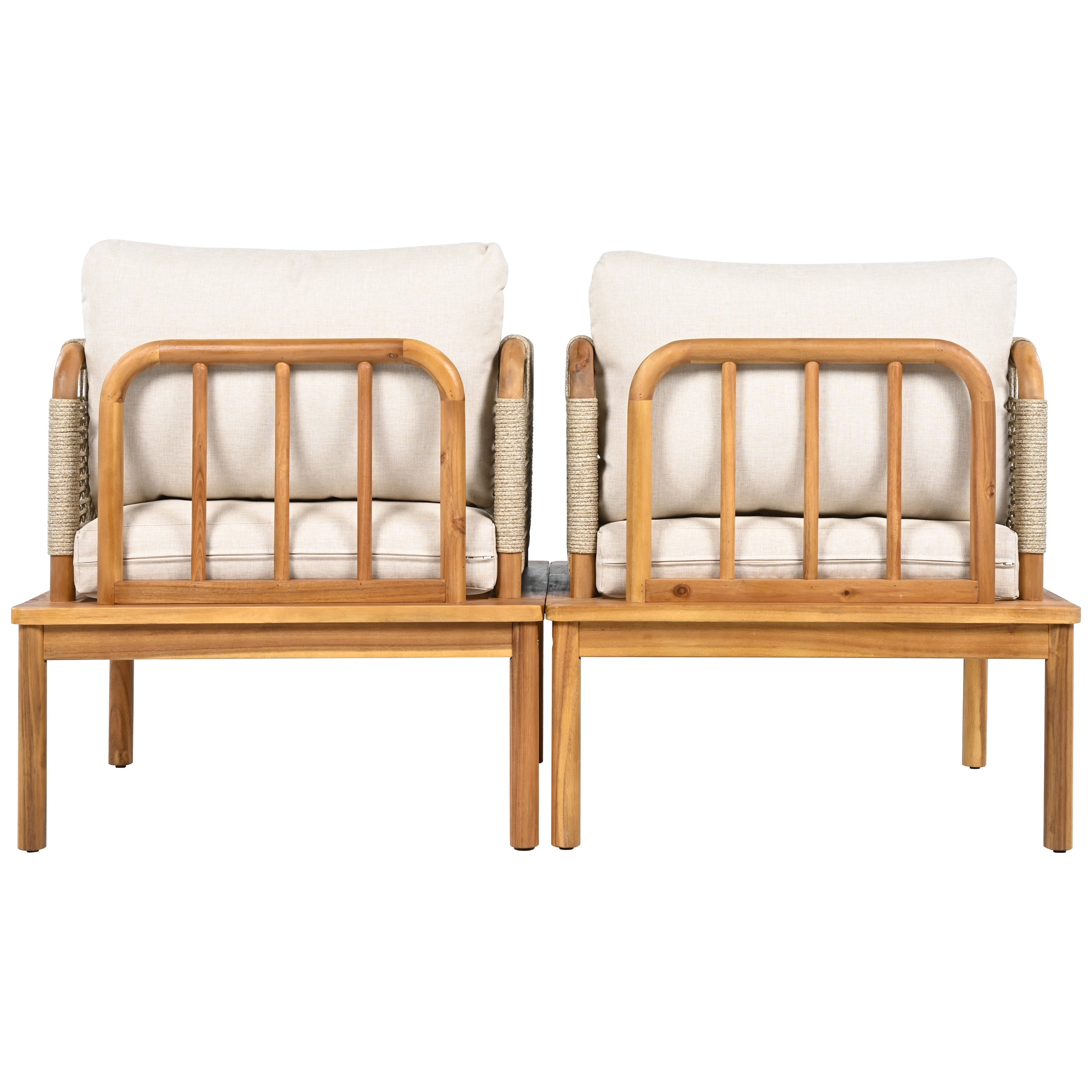 Isola Outdoor Acacia Wood and Rope Club Chair with Cushions