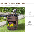 23" H Outdoor Water Fountain Wood and Plastic Rustic Apple Barrel Pump
