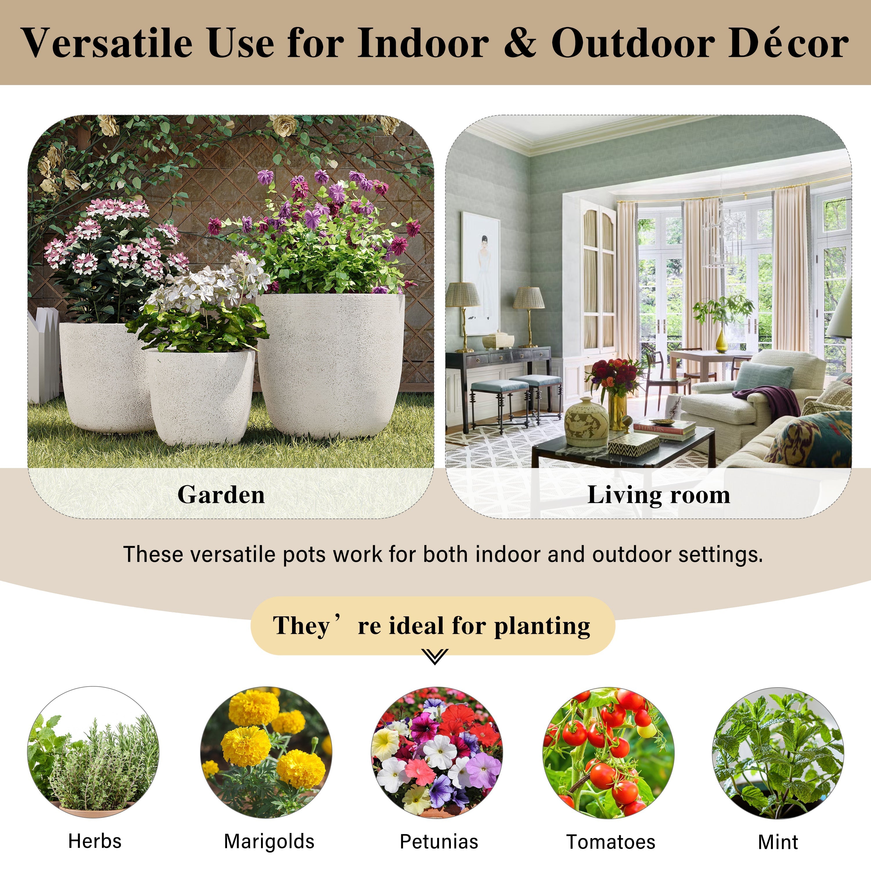 Lightweight Matte Textured Outdoor Planter