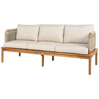 Isola Outdoor 5 Piece Acacia Wood and Rope Patio Sofa Set
