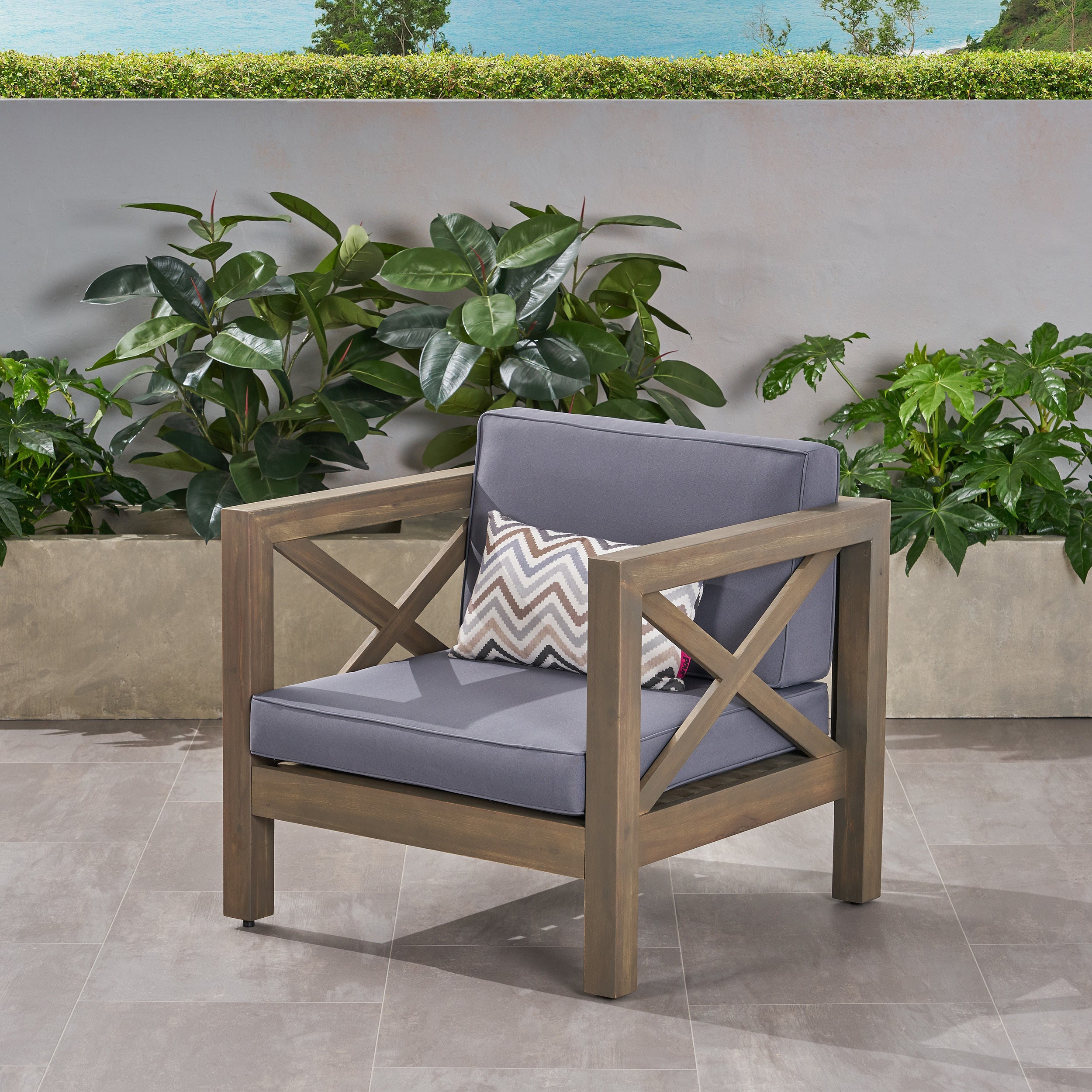 Brava Outdoor Club Chair with Water-Resistant Cushions
