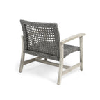Hampton Outdoor Rattan & Acacia Wood Wicker Club Chairs, Set of 2