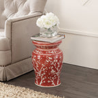 Cherry Blossom 17.75" Ceramic Garden Stool
