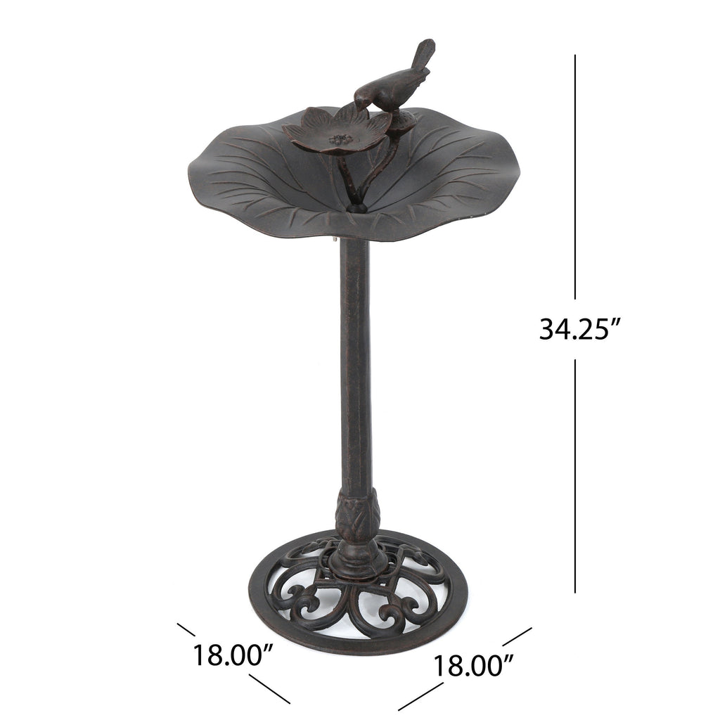 Ruffle Outdoor Aluminum and Iron Bird Bath