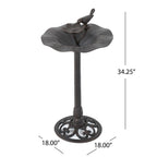 Ruffle Outdoor Aluminum and Iron Bird Bath