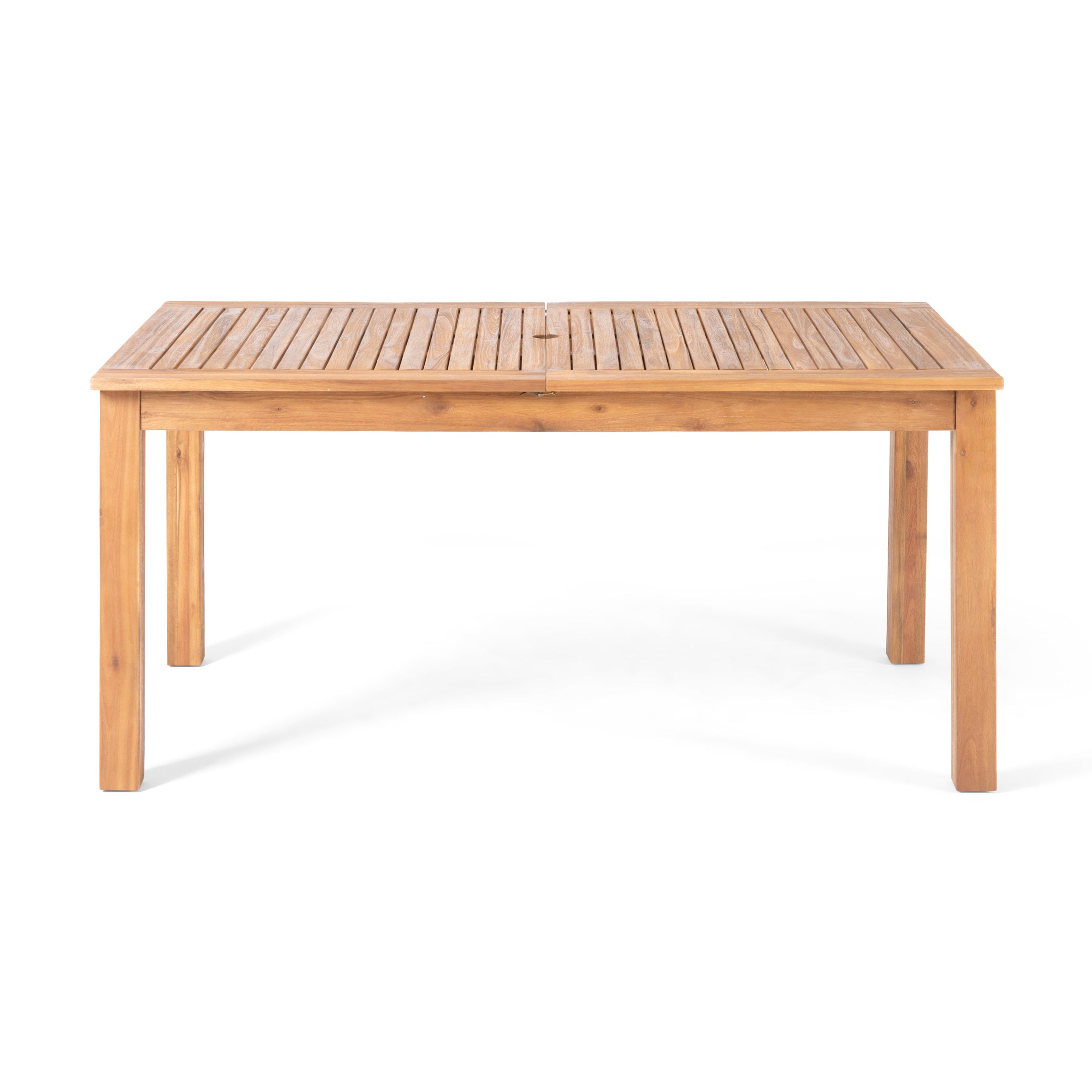 Solene Outdoor Acacia Wood 7-Pieces Expandable Dining Set with Umbrella Hole