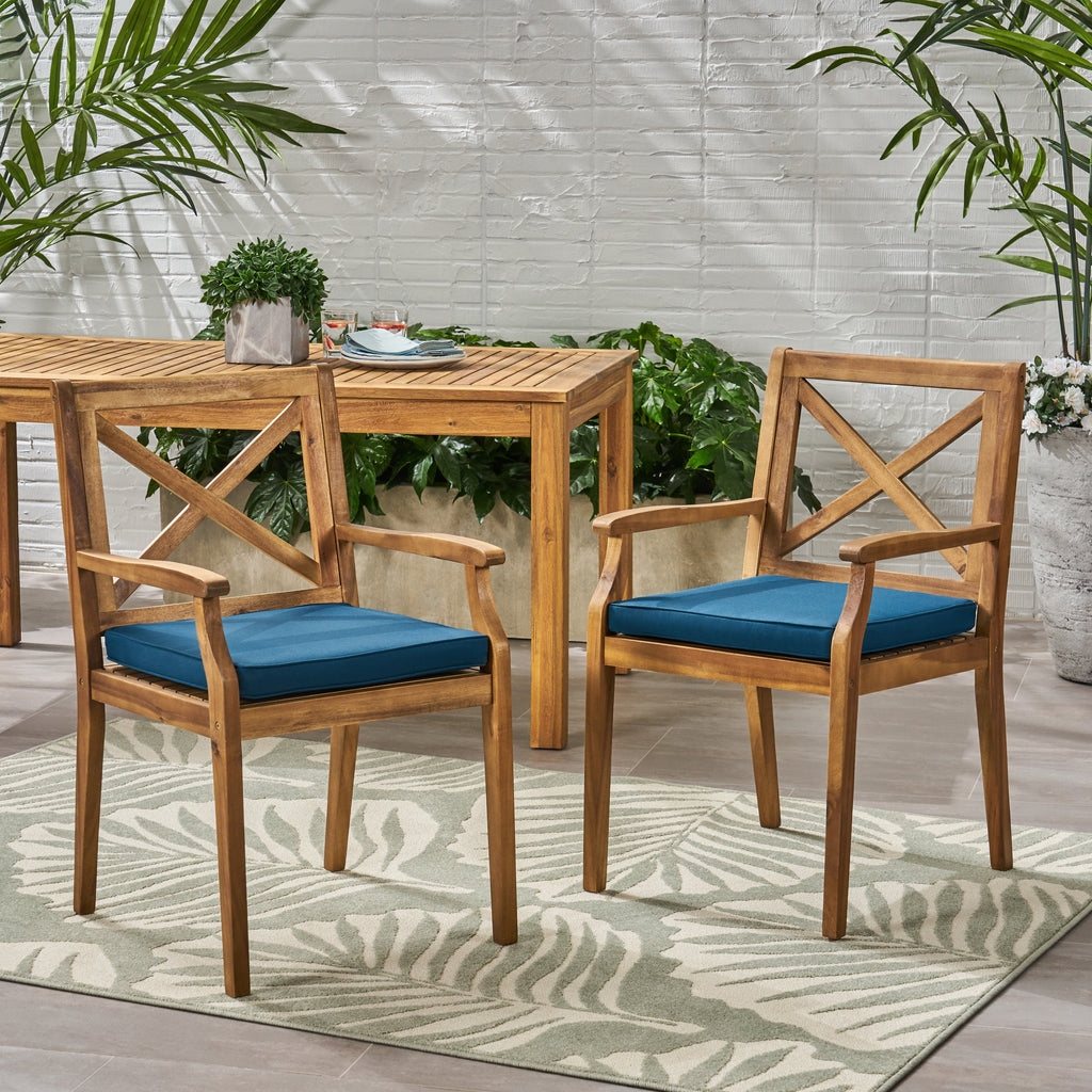 Perla Outdoor Dining Chairs with Cushions, Set of 2