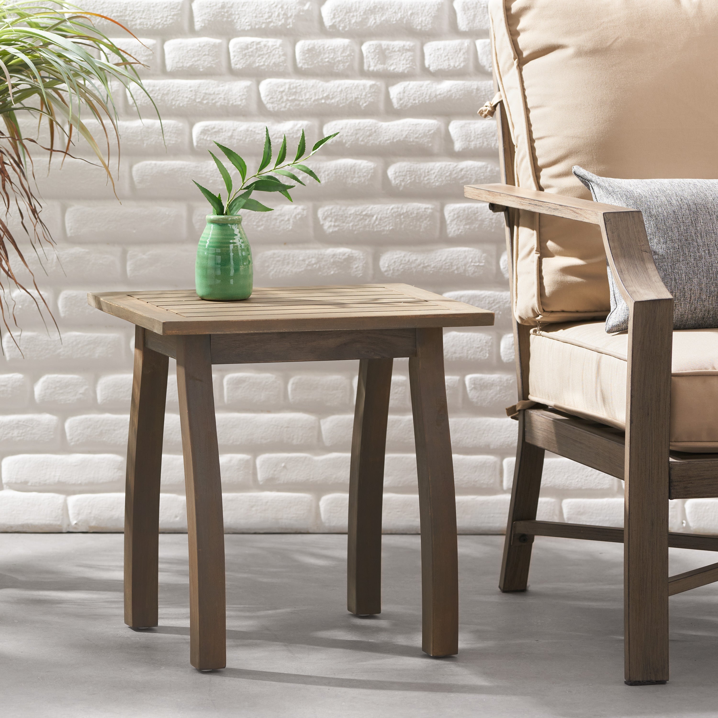 Selma Acacia Wood Outdoor Accent Side Table