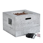 Outdoor Square Fire Pit with Steel Burner, Lava Rocks and Cover