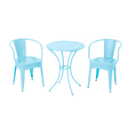 Pursuant 3-Piece Iron Bistro Set with Round Table and 2 Curved Back Chairs