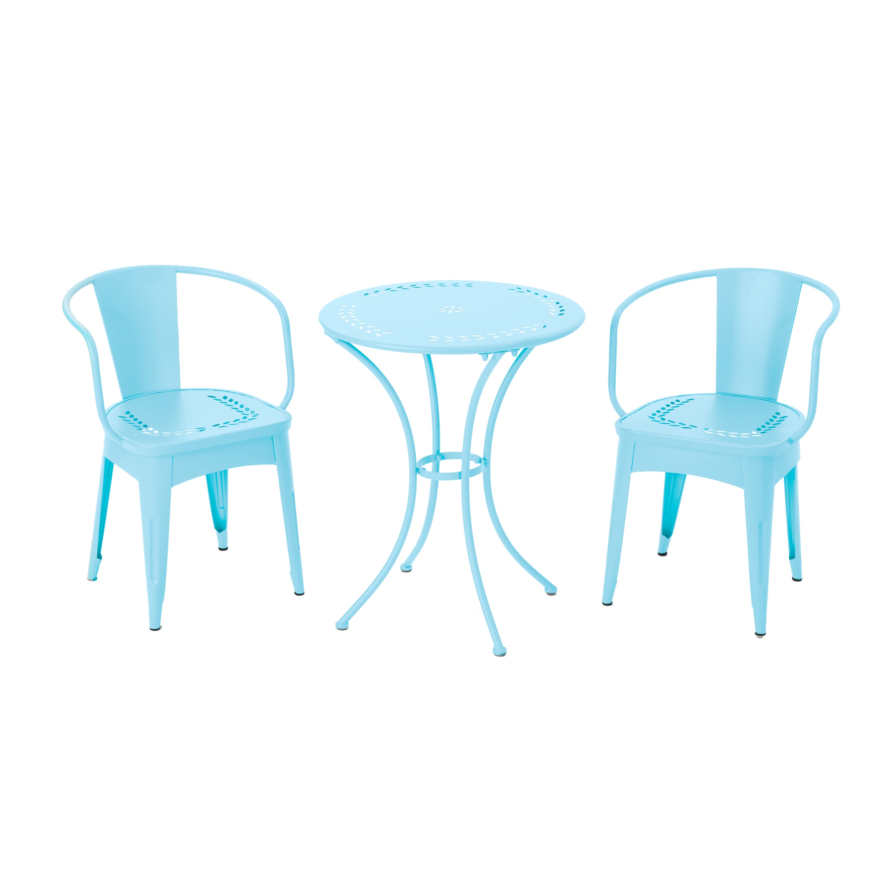 Pursuant 3-Piece Iron Bistro Set with Round Table and 2 Curved Back Chairs