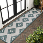 Lior Geometric Moroccan Diamond Indoor/Outdoor Runner Rug