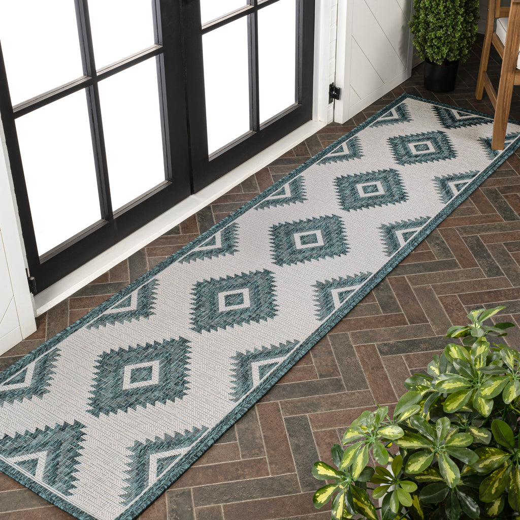 Lior Geometric Moroccan Diamond Indoor/Outdoor Runner Rug