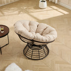 360° Swivel Indoor Outdoor Wicker Papasan Chair with Soft Thick Cushion