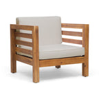 Oana Outdoor Acacia Wood Club Chair with Cushion