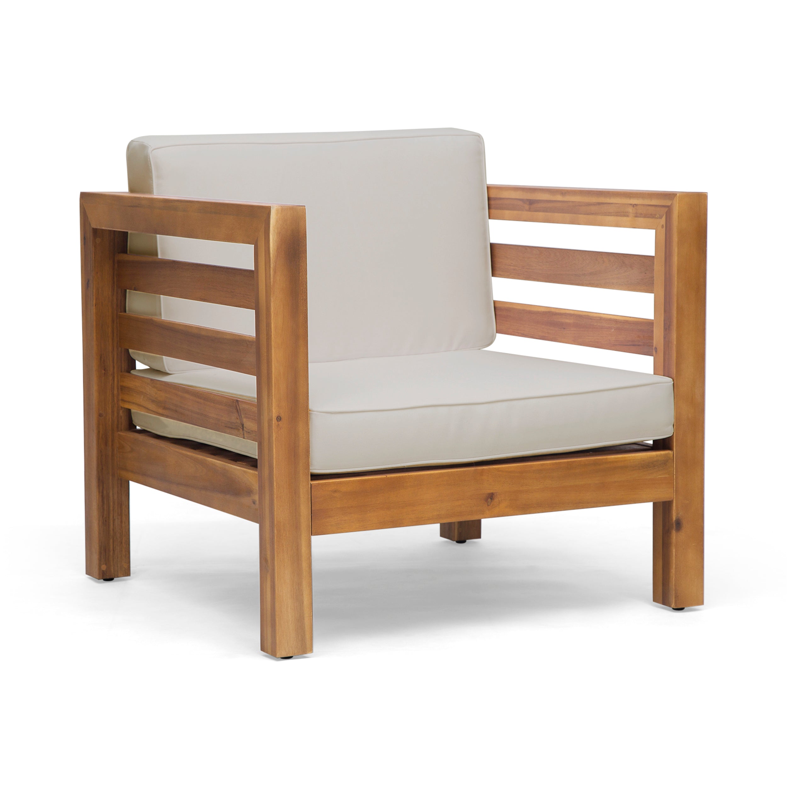 Oana Outdoor Acacia Wood Club Chair with Cushion