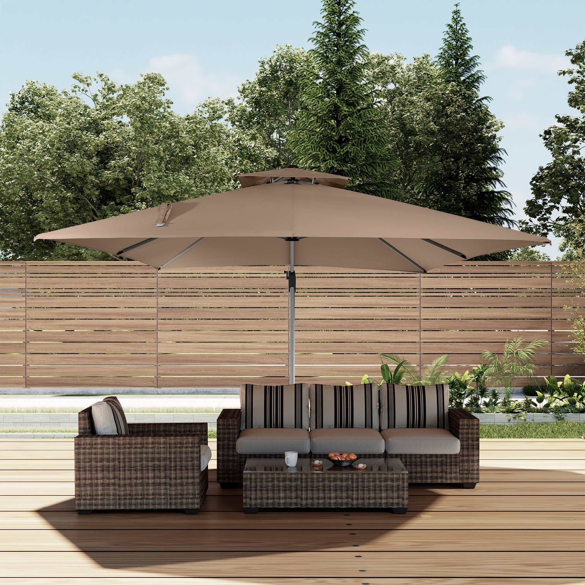 11' Outdoor Square Double Top Patio Umbrella, Base Not Included