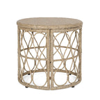 Cultured Outdoor Side Table with Wicker Weave Top and Looped Design