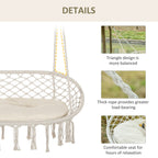 Visioned Outdoor Hanging Hammock Swing Chair with Macrame Design and Soft Cushion