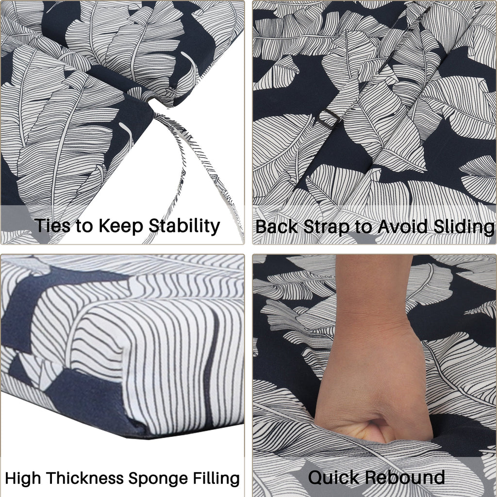 Tropical Indoor/Outdoor Chaise Lounge Chair Cushion with Ties, Set of 2