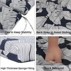 Tropical Indoor/Outdoor Chaise Lounge Chair Cushion with Ties, Set of 2