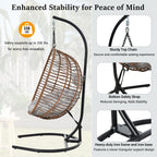 Folding Hanging Swinging Egg Chair with Stand & Tufted Cushion