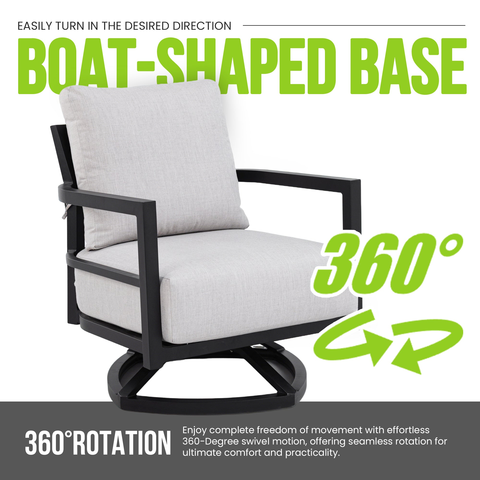 Mariner Outdoor Aluminum 360° Swivel Club Chairs and Sunbrella Cushions