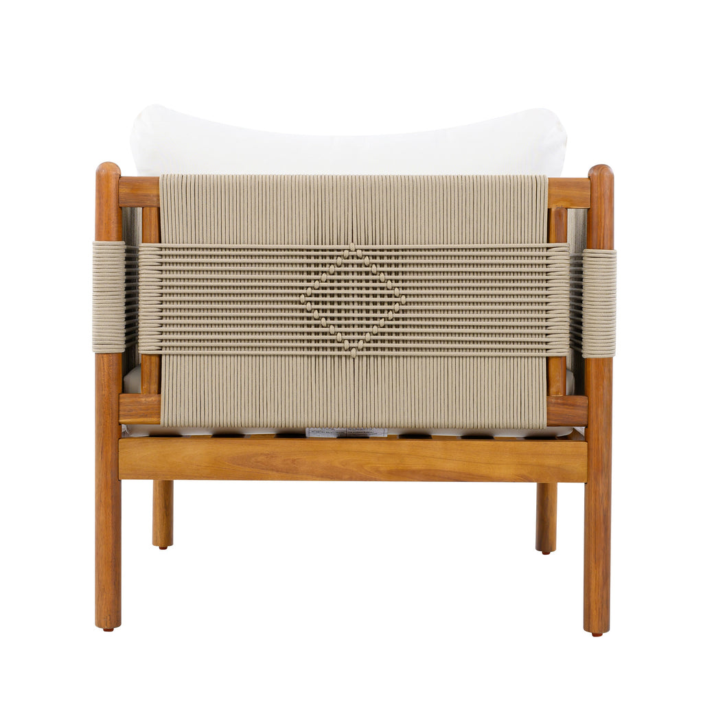 Seabrook Acacia Wood Outdoor Club Chair with Diamond Rope Weave & Cushions